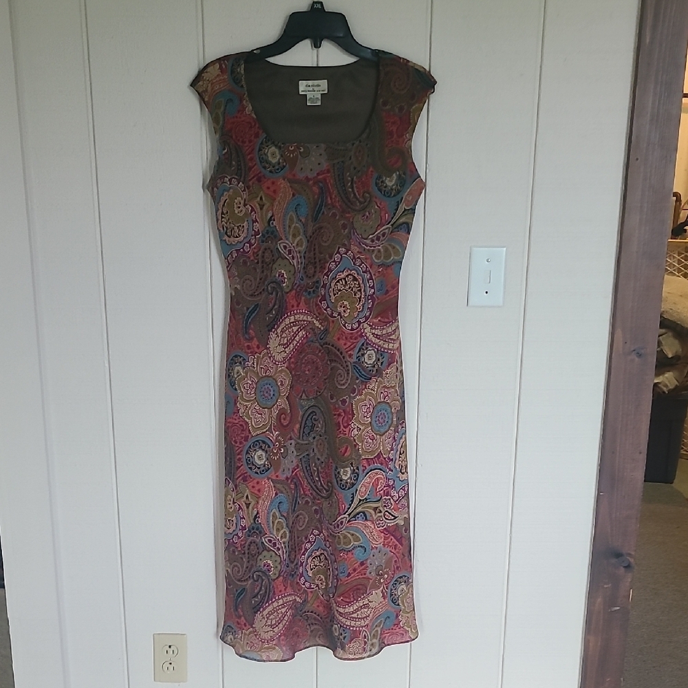 Pink and Red Sleeveless Sheath Midi Dress